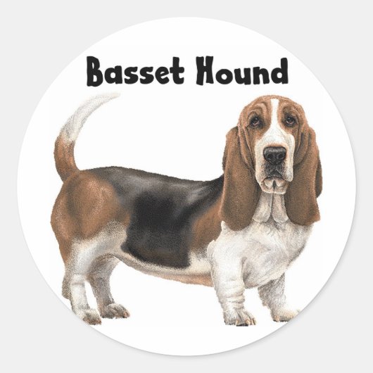 Basset Hound Runder Aufkleber (Vorderseite)
