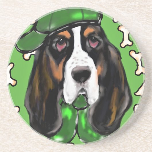Basset Hound Sandstein Untersetzer (Vorne)