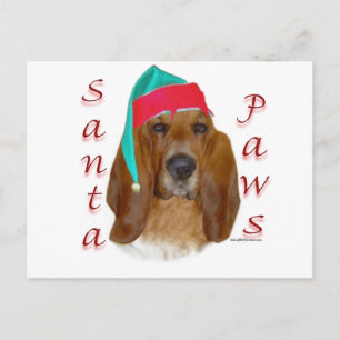 Basset Hound Santa Paws Feiertagspostkarte