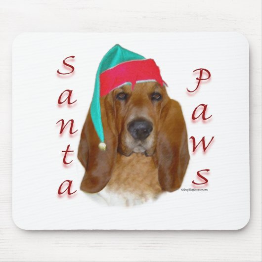 Basset Hound Santa Paws Mousepad (Vorne)