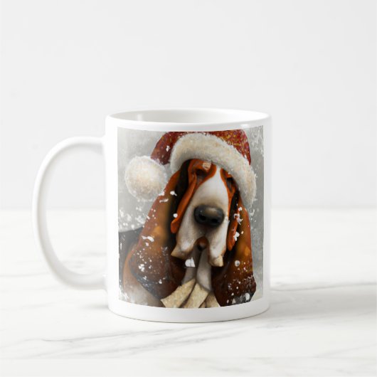 Basset Hound, Santa, Weihnachten Kaffee Tasse (Links)