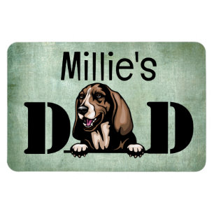 Basset Hound schaut hervor Personalisierter Papa Magnet