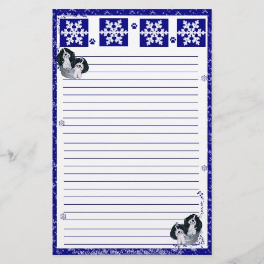 Basset Hound-Schnee-Flocken-Weihnachten stationär Briefpapier (Vorderseite)