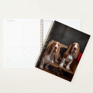 Basset Hound Schnee-Schlitten Weihnachtsdekoration Planer