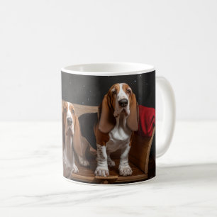 Basset Hound Schneeschlitten Weihnachtsdekoration Kaffeetasse