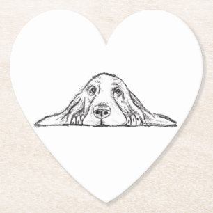 Basset Hound schwarz weiß einfache Welpenaugen Untersetzer