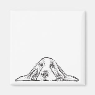 Basset Hound schwarz weiß einfaches Hundewelpen Au Magnet
