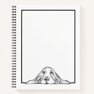 Basset Hound schwarz weiß einfaches Hundewelpen Au Notizblock