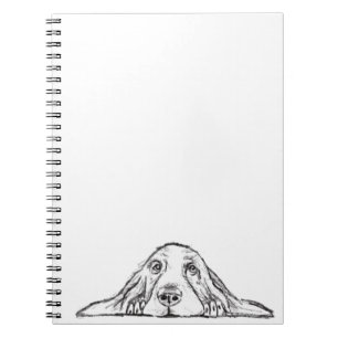 Basset Hound schwarz weiß einfaches Hundewelpen Au Notizblock