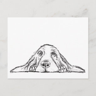 Basset Hound schwarz weiß einfaches Hundewelpen Au Postkarte