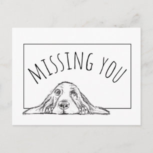 Basset Hound schwarz weiß einfaches Hundewelpen Au Postkarte