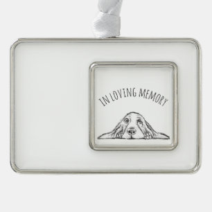 Basset Hound schwarz weiß einfaches Hundewelpen Au Rahmen-Ornament Silber