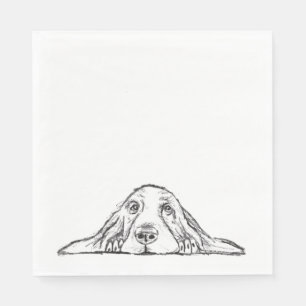 Basset Hound schwarz weiß einfaches Hundewelpen Au Serviette