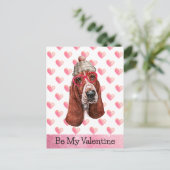 Basset Hound sei mein Valentinstag Feiertagspostkarte (Stehend Vorderseite)