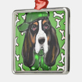 Basset Hound Silbernes Ornament (Links)
