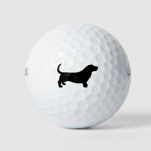 Basset Hound-Silhouette Golfball (Vorderseite)