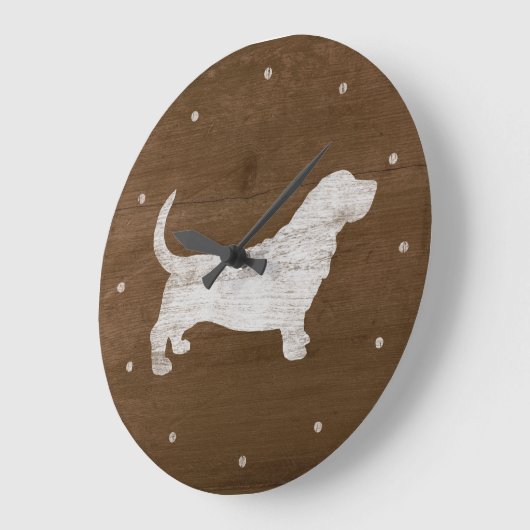 Basset Hound-Silhouette Große Wanduhr (Winkel)