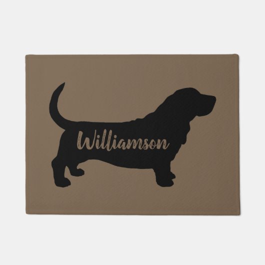 Basset Hound Silhouette Personalisiert Doormat Fußmatte (Vorderseite)