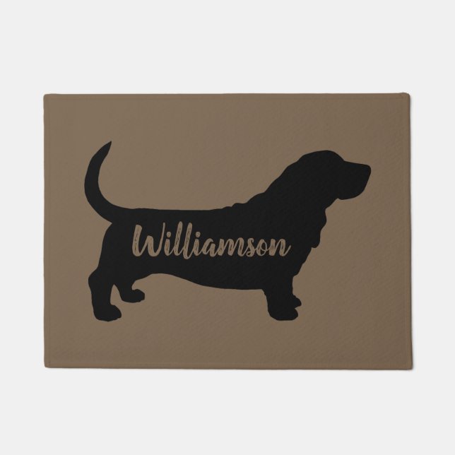 Basset Hound Silhouette Personalisiert Doormat Fußmatte (Vorderseite)