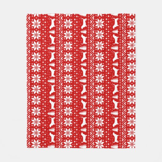 Basset Hound Silhouetten Hunde Weihnachtsmuster Fleecedecke (Vorderseite)