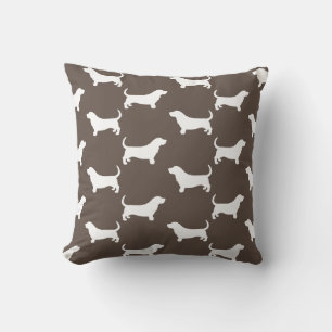 Basset Hound Silhouetten Muster Mocha Brown Kissen
