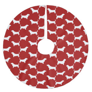 Basset Hound Silhouetten Muster Polyester Weihnachtsbaumdecke