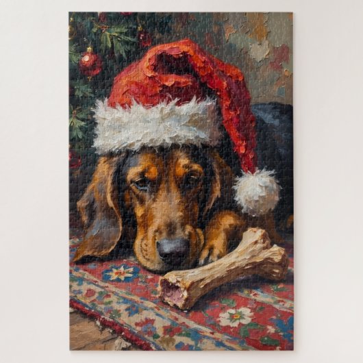 Basset Hound Sleeping After Christmas Feast Hat Puzzle (Vertikal)