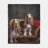 Basset Hound Snowy Sleigh Weihnachtsdekor Fleecedecke (Vorderseite)
