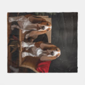 Basset Hound Snowy Sleigh Weihnachtsdekor Fleecedecke (Vorderseite (Horizontal))