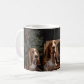 Basset Hound Snowy Sleigh Weihnachtsdekor Kaffeetasse (Vorderseite Links)
