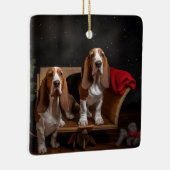 Basset Hound Snowy Sleigh Weihnachtsdekor Keramikornament (Rechts)