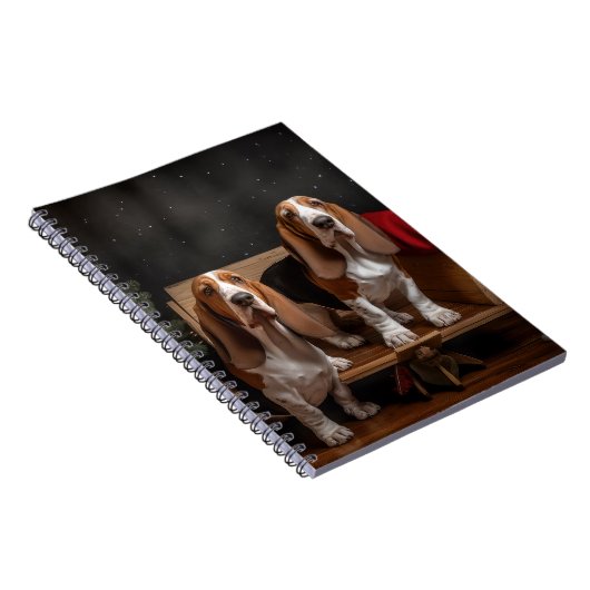 Basset Hound Snowy Sleigh Weihnachtsdekor Notizblock (Rechte Seite)