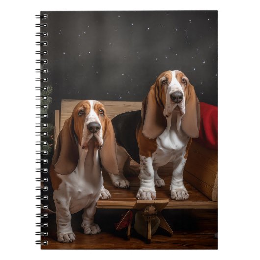 Basset Hound Snowy Sleigh Weihnachtsdekor Notizblock (Vorderseite)