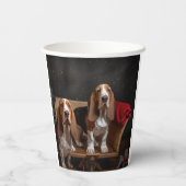 Basset Hound Snowy Sleigh Weihnachtsdekor Pappbecher (Rückseite)