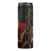 Basset Hound Snowy Sleigh Weihnachtsdekor Thermosbecher (Rückseite)