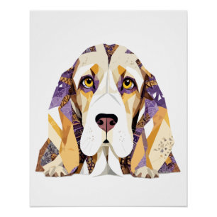 Basset Hound spielerisch Adorable Fun Animal Color Poster