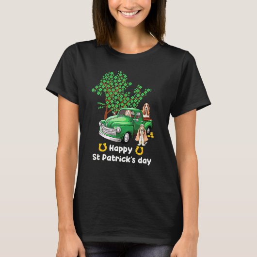 Basset Hound St Patricks Day LKW Kleeblatt Paw Do T-Shirt (Vorderseite)