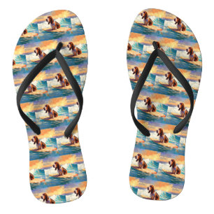 Basset Hound Strand Surfen Malerei Badesandalen
