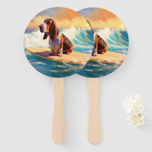 Basset Hound Strand Surfen Malerei Fächer
