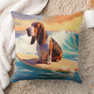 Basset Hound Strand Surfen Malerei Kissen