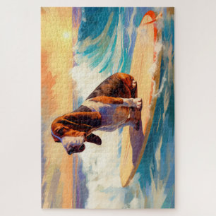 Basset Hound Strand Surfen Malerei Puzzle