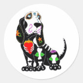 Basset Hound Sugar Skull Runder Aufkleber (Vorderseite)