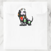 Basset Hound Sugar Skull Runder Aufkleber (Tasche)