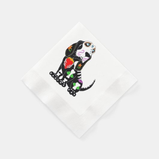 Basset Hound Sugar Skull Serviette (Ecke)