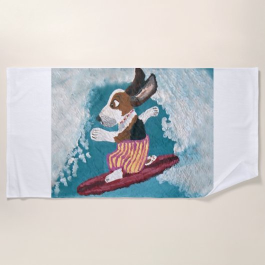 Basset Hound Surfer Strandtuch (Vorderseite)