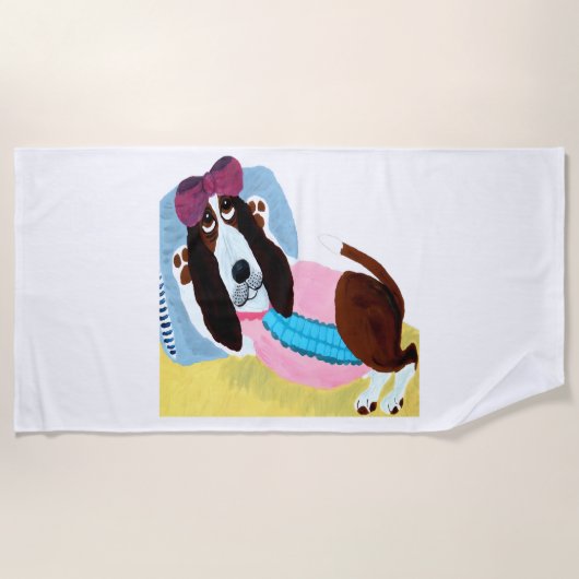 Basset Hound Swimsuit Model Strandtuch (Vorderseite)