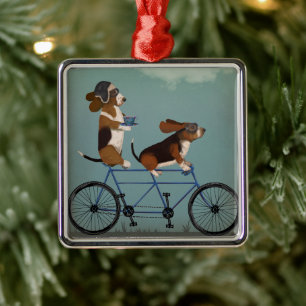 Basset Hound Tandem Ornament Aus Metall