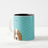 Basset-Hound-Tasse Zweifarbige Tasse (Vorderseite Links)