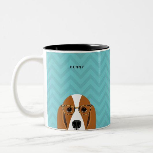Basset-Hound-Tasse Zweifarbige Tasse (Links)