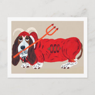 Basset Hound Teufel Feiertagspostkarte